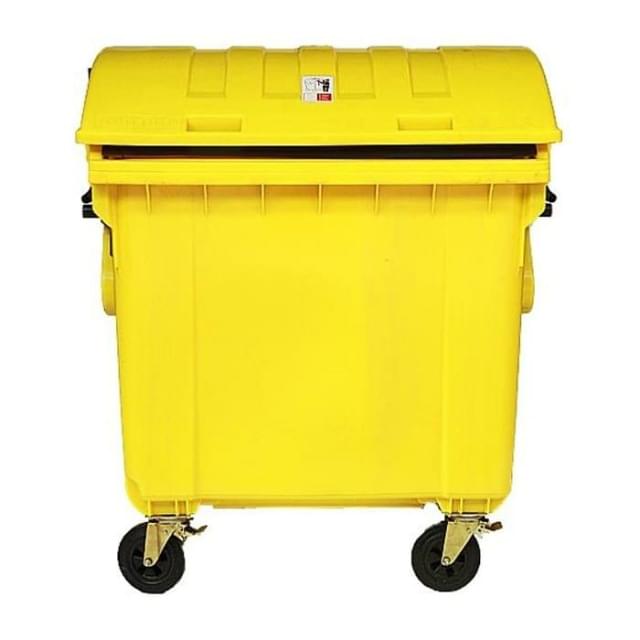 Kontejner plastový 1100 l, plné víko, žlutý